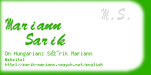 mariann sarik business card